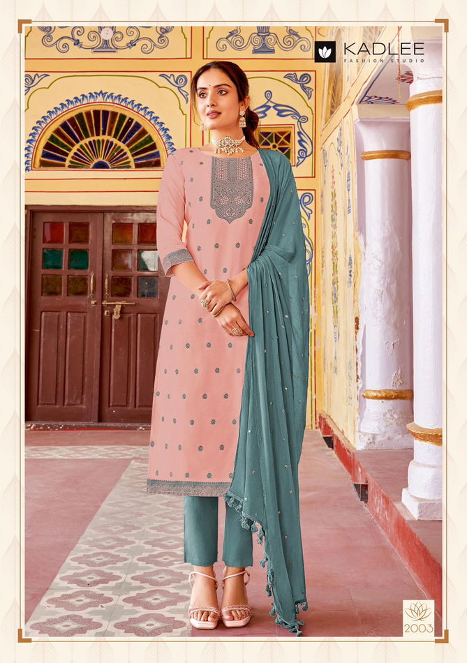 Virasat By Kadlee Muslin Embroidery Kurti With Bottom Dupatta Wholesale Clothing Suppliers In India
